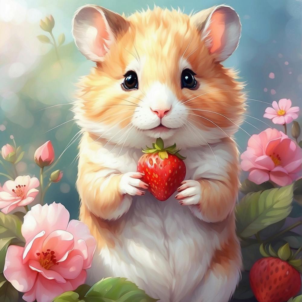 Hamster With Strawberry