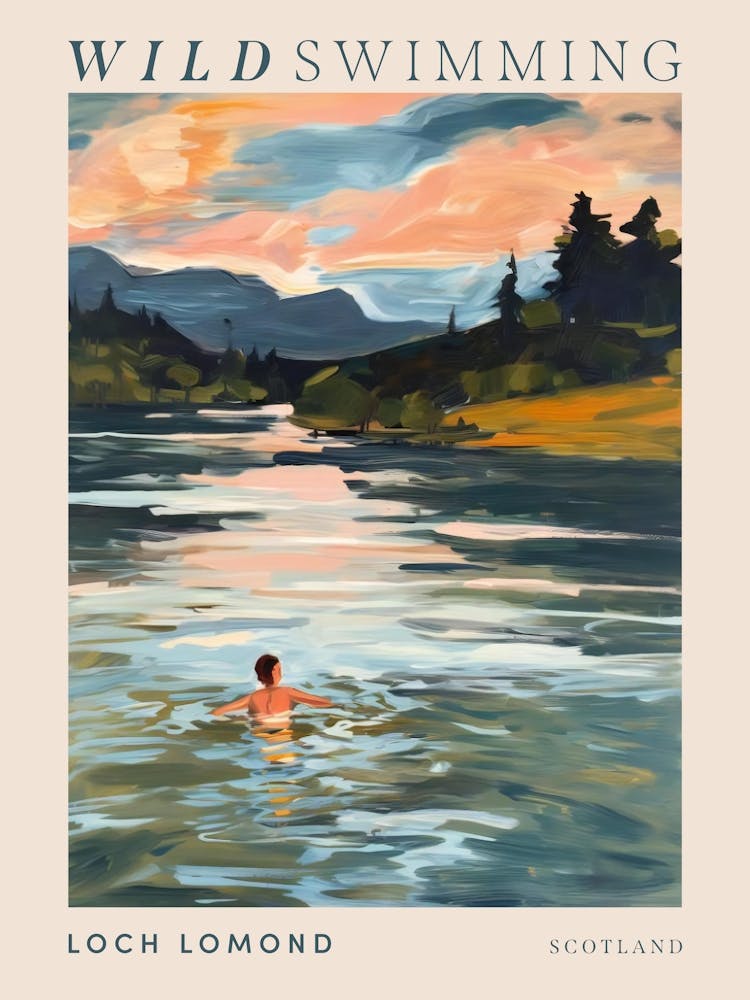 Wild Swimming At Loch Lomond Scotland 2 Poster
