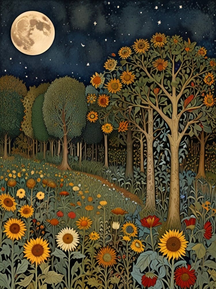 William Morris Sunflowers At Night