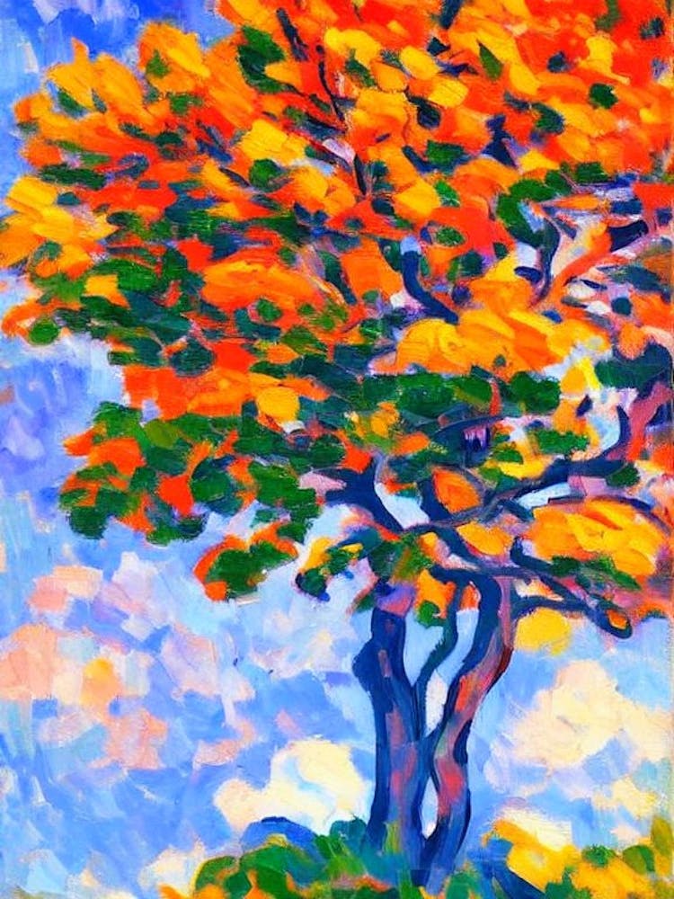 Atlas Cedar tree Abstract Block Colour