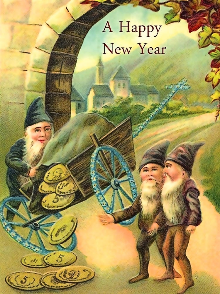 Dwarfs With Gold Wish You A Happy New Year