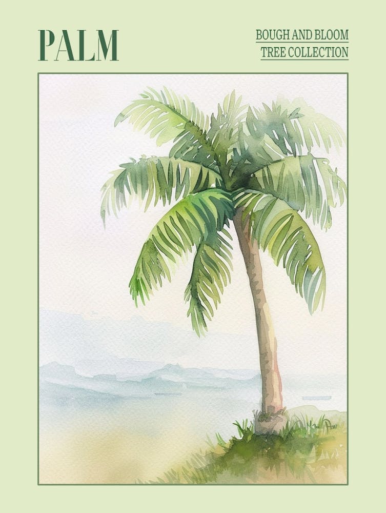 Palm Tree Atmospheric Watercolour Painting 2 Poster