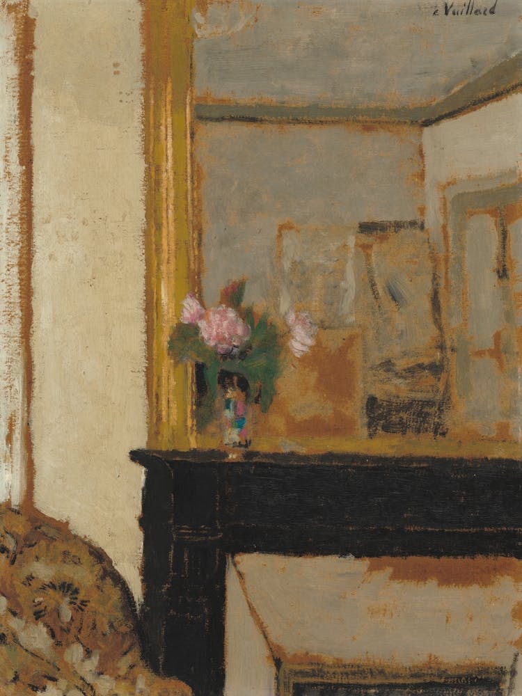 Vase Of Flowers On A Mantelpiece (Ca