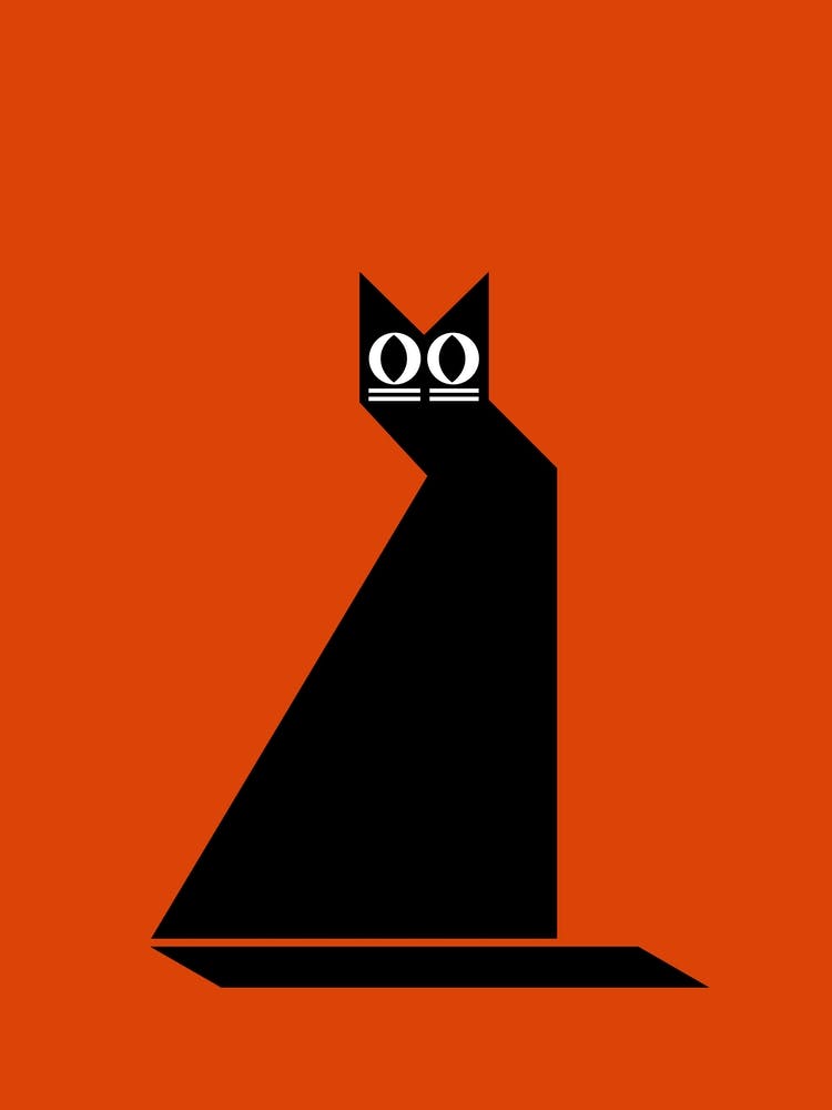 Abstract Cat Red Office