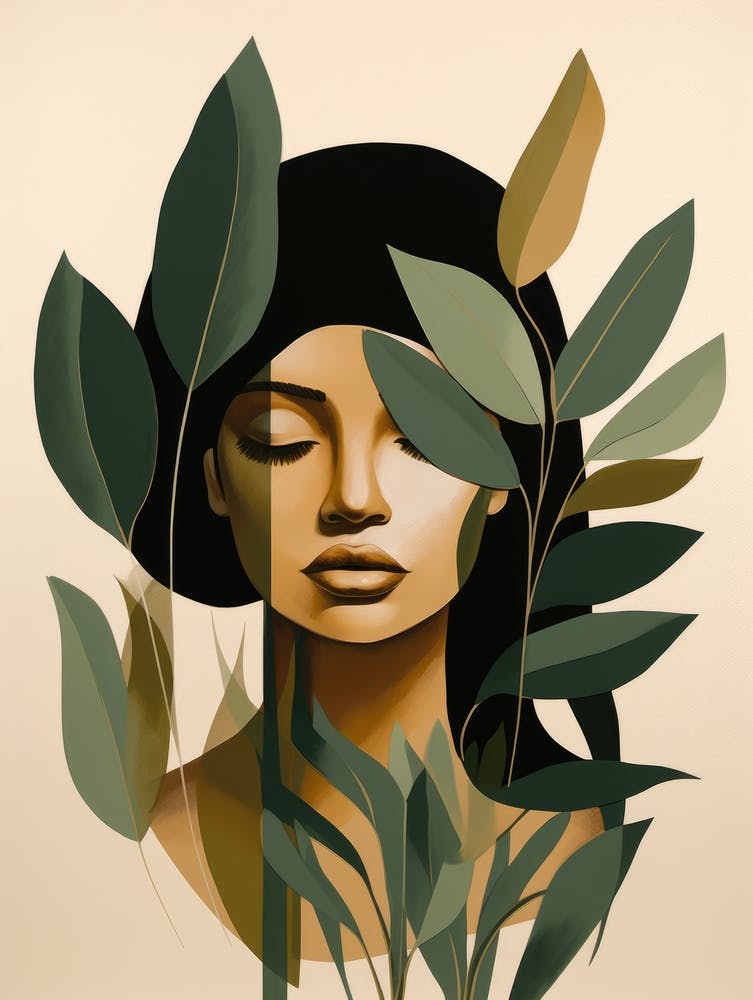 Portrait Of A Woman With Leaves