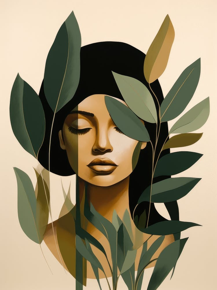 Portrait Of A Woman With Leaves