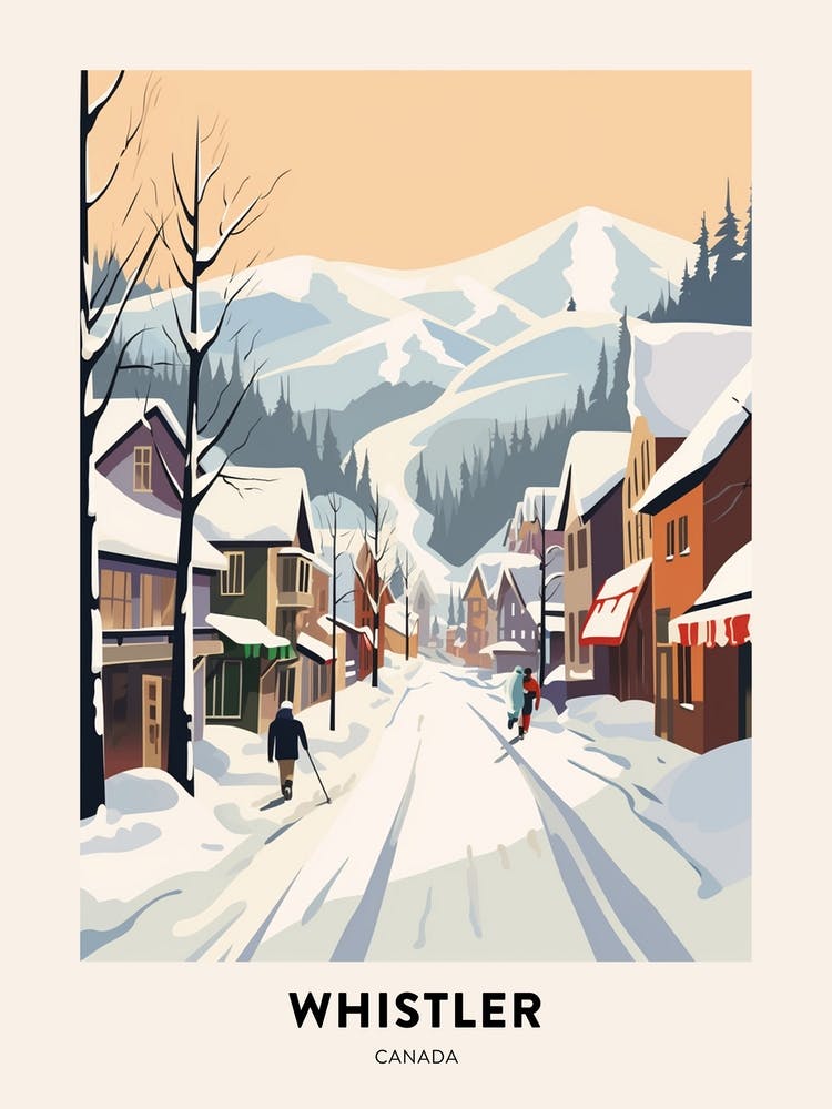 Vintage Winter Travel Poster Whistler Canada 3