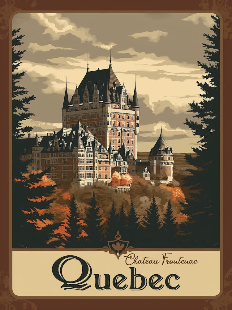 Vintage Travel Poster Of The Chateau Frontenac