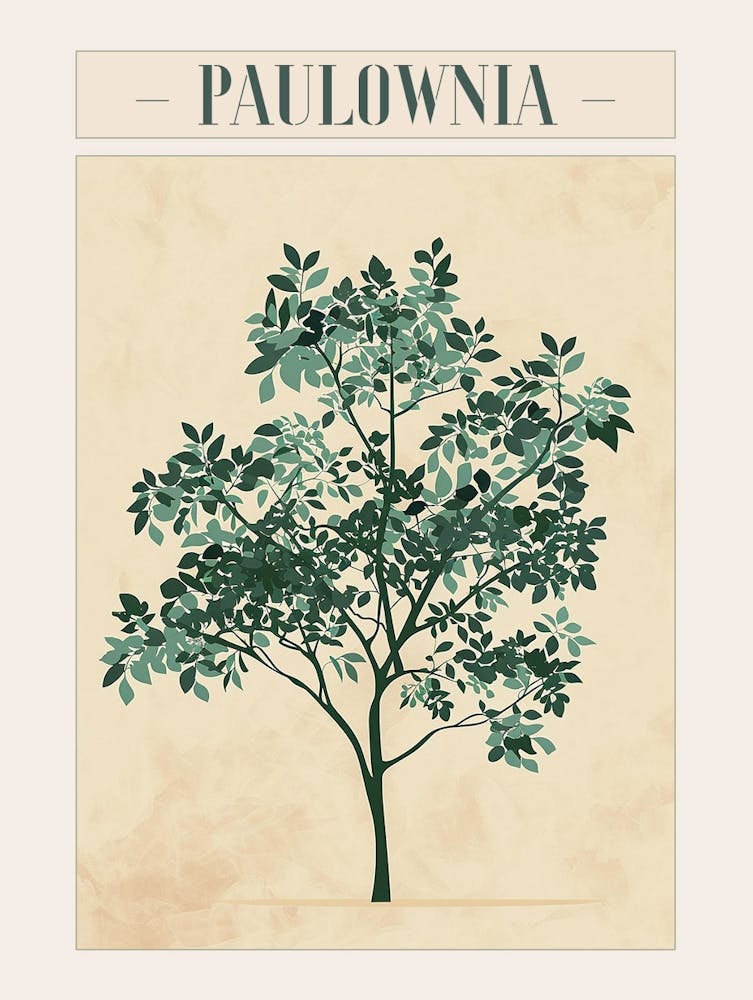 Paulownia Tree Minimal Japandi Illustration 1 Poster
