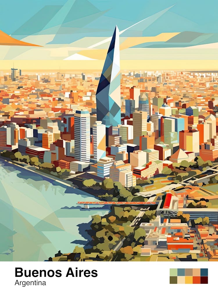 Buenos Aires, Argentina, Geometric Illustration 1 Poster
