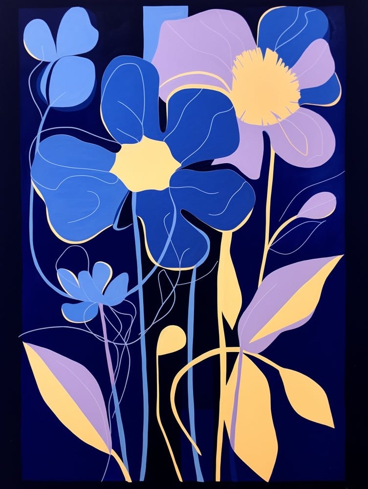 Blue Flower Illustration Daffodil 2