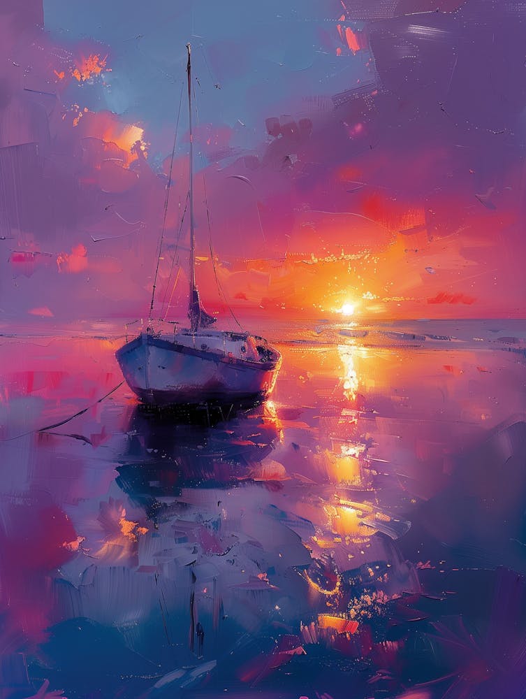 Voilier au coucher du soleil