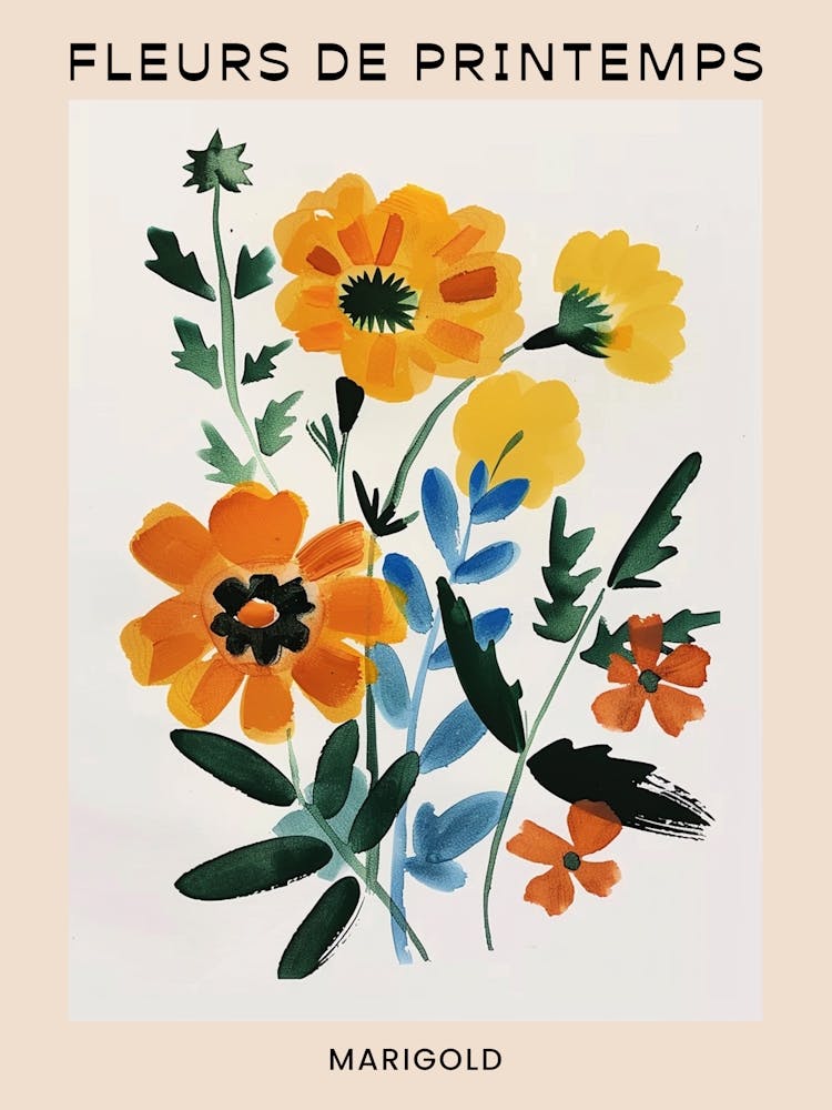 Spring Floral French Poster  Marigold 3