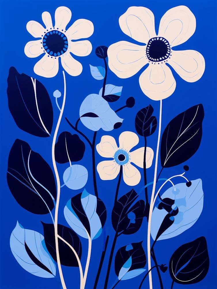 Blue Flower Illustration Oxeye Daisy 1