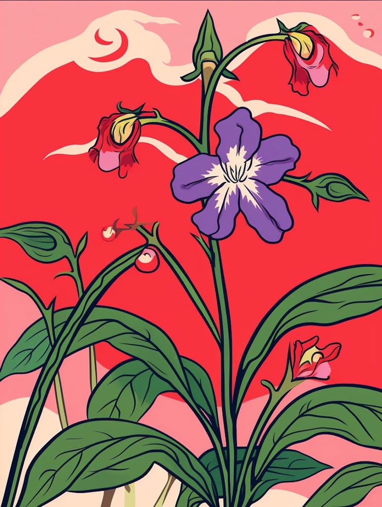 Pink And Red Plant Illustration Spiderwort 3