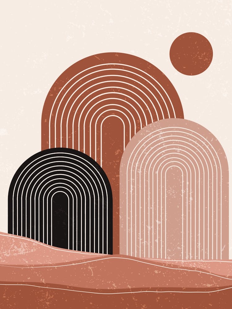 Geometric Minimalism Arches Circle Warm Colors