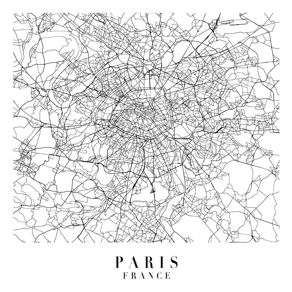 Paris France Street Map Minimal Square