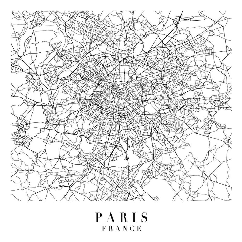 Paris France Street Map Minimal Square