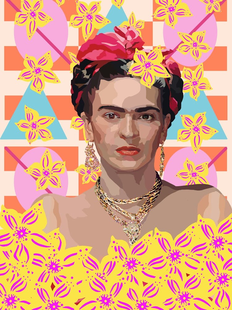 Frida Kahlo avec des fleurs 1