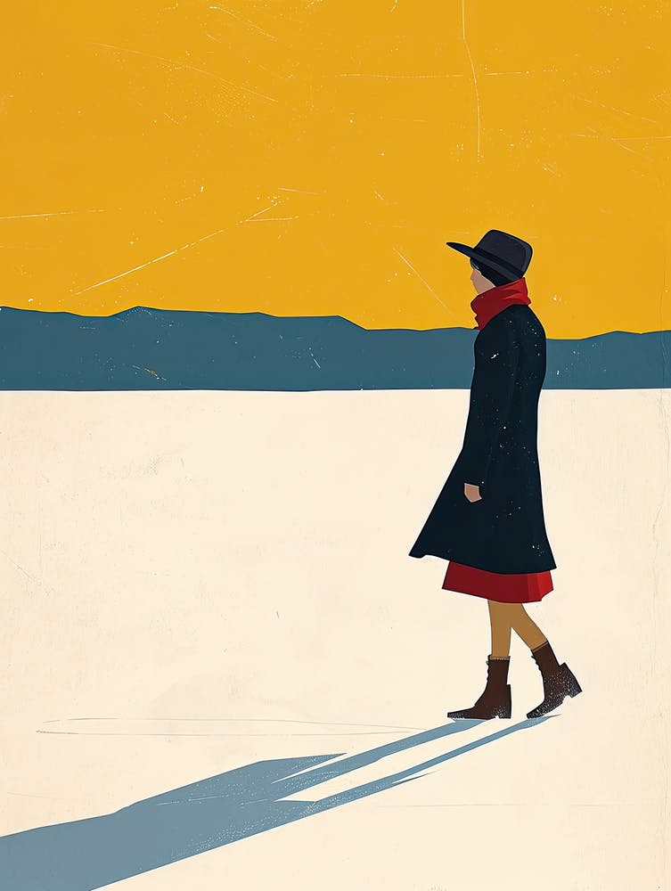 Woman Walking In The Snow, Minimalism