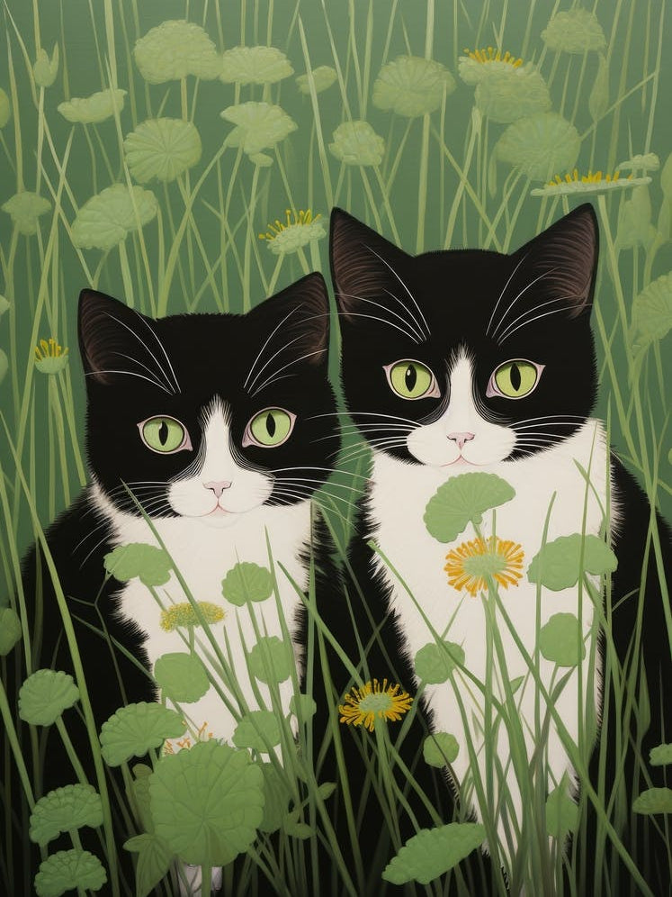 Two Cats In The Grass 2