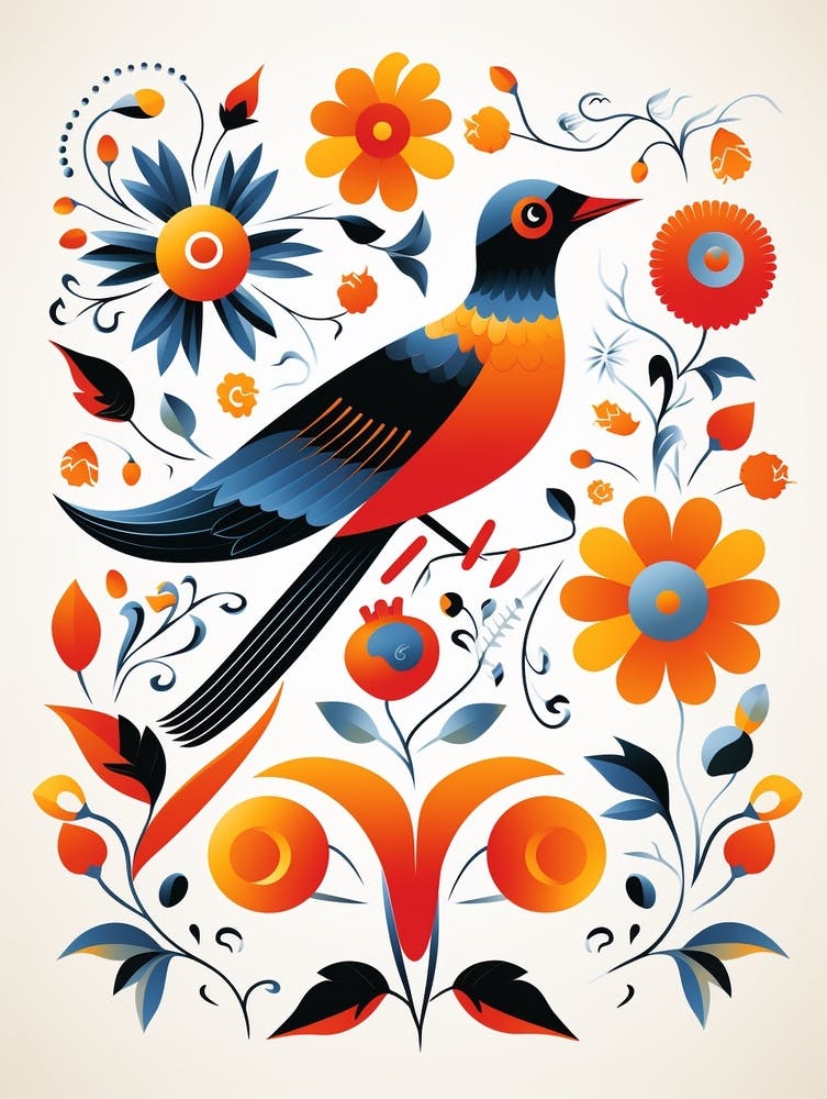 Scandinavian Bird Illustration Swallow 4