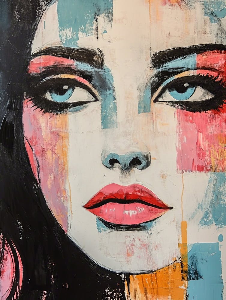 Womans Face Showcasing Intricate Details And Vibrant Colors