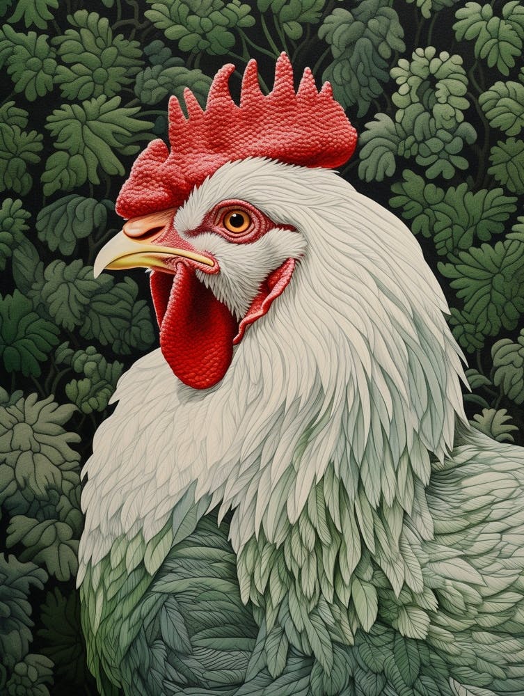 Ohara Koson Inspired Bird Painting Chicken 4