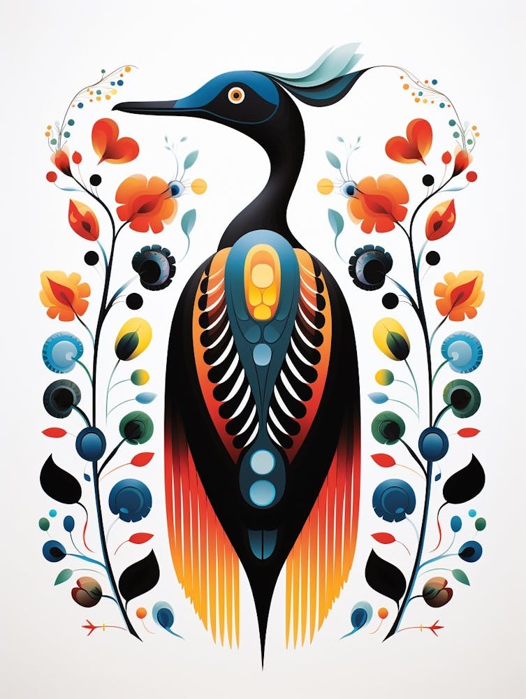 Scandinavian Bird Illustration Common Loon 3