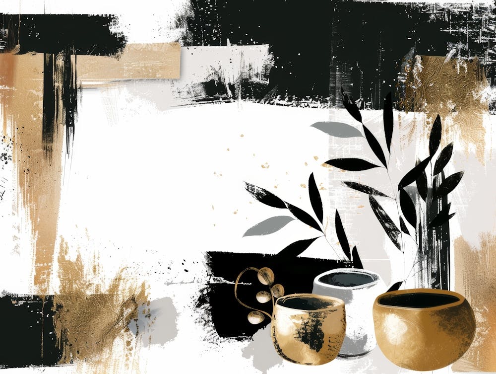 Gold And Black Abstract Painting 115