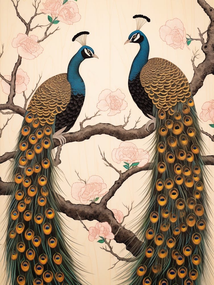 Art Nouveau Birds Poster Peacock 3