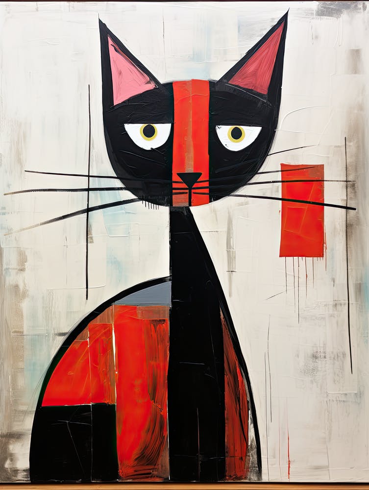 Cubist Chronicles: Minimalist Cat Impressions