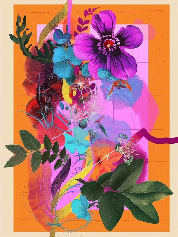 Forget Me Not 3 Neon Flower Collage