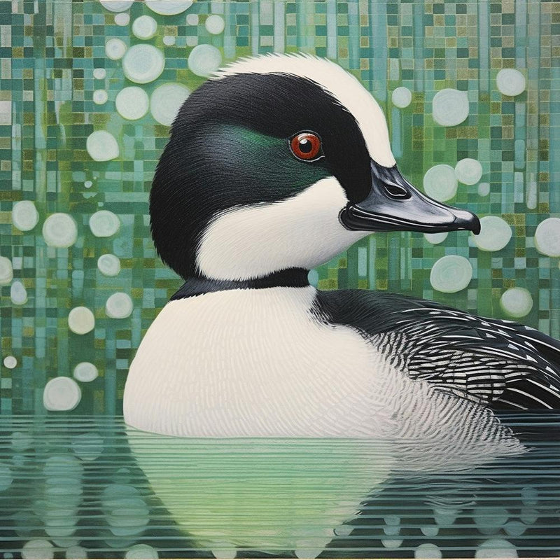 Ohara Koson Inspired Bird Painting Bufflehead 2 Square