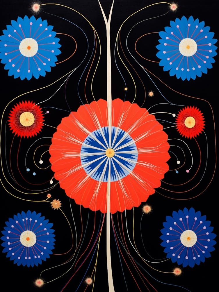 Nigella 2 Hilma Af Klint Inspirierte Blumenillustration