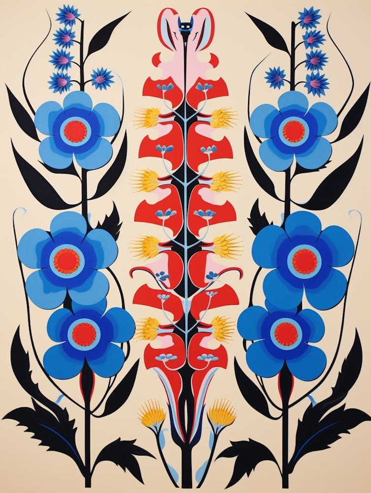 Peinture Motif Floral Delphinium