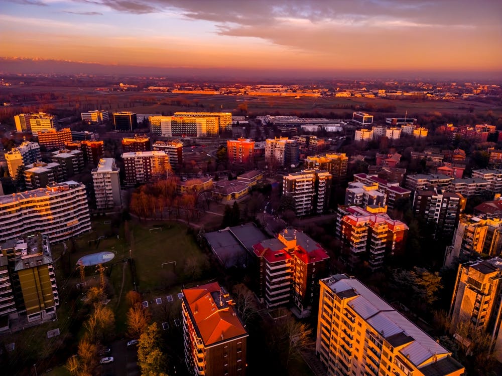 San Donato Milanese, Italy Cityscape at Sunset Fine Art Poster Print