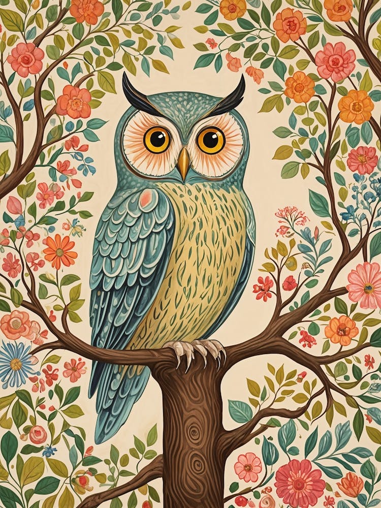Owl In A FloralTree