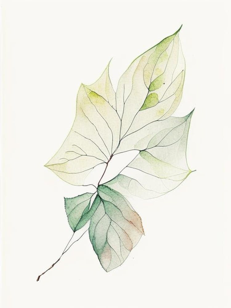 Dogwood Leaf Minimalist Watercolour