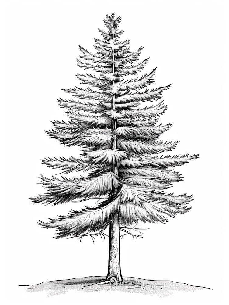 Spruce Tree Minimalistic Drawing 1