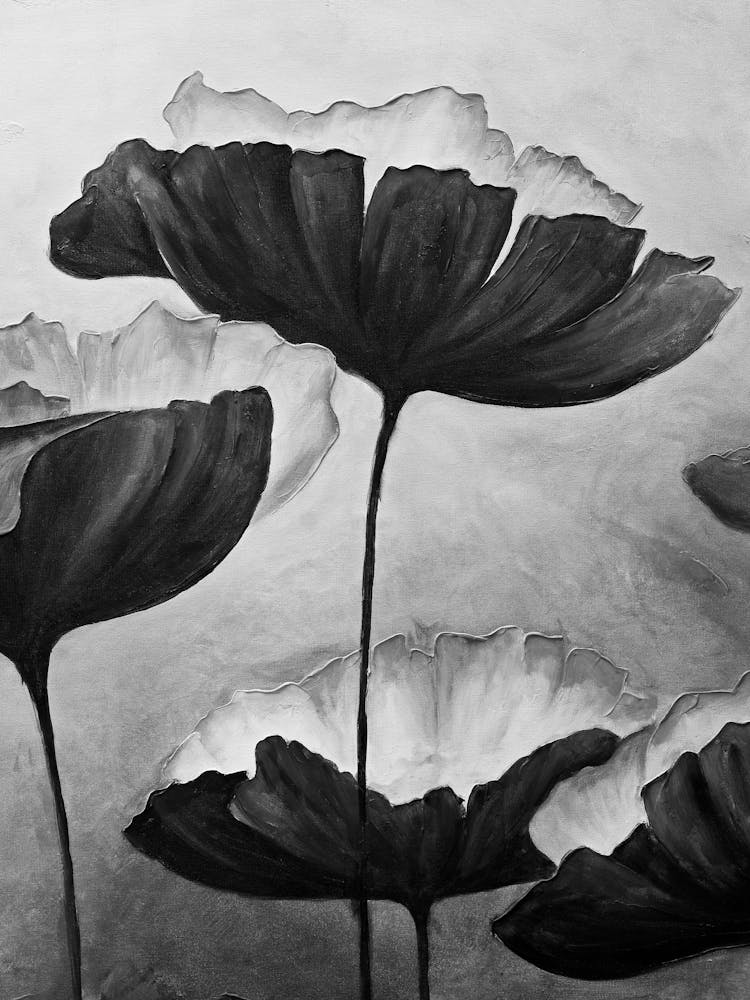 Schwarz-Weiß Mohn Gemälde