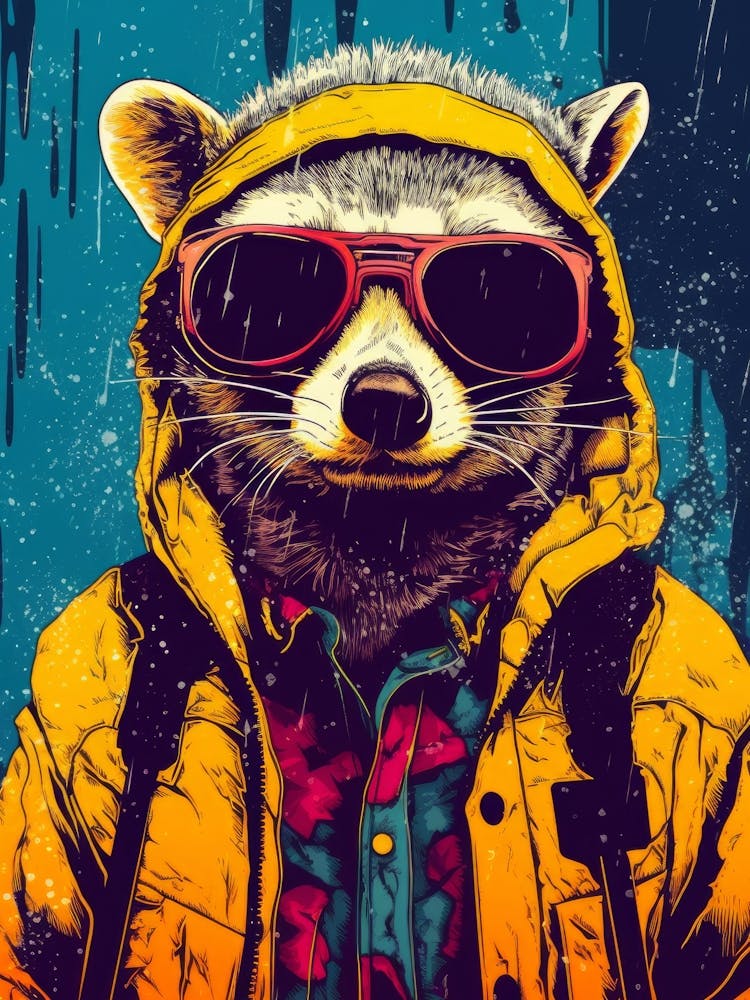 Raccoon Wearing Yellow Jacket Pop