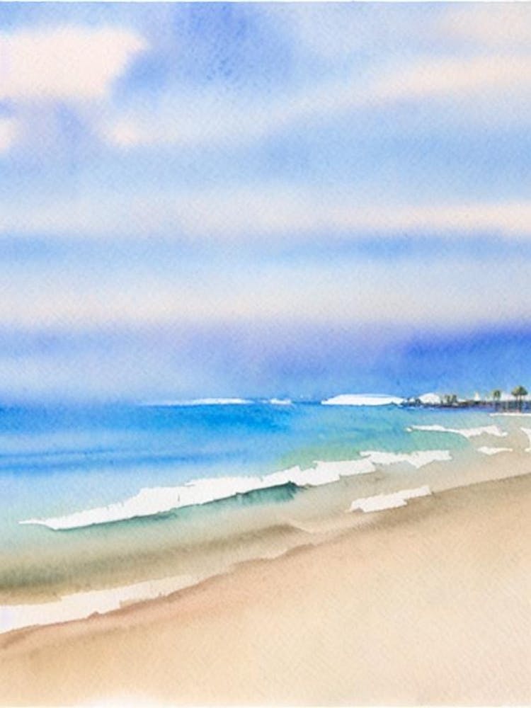 Santa Monica Beach, Los Angeles, California Watercolour