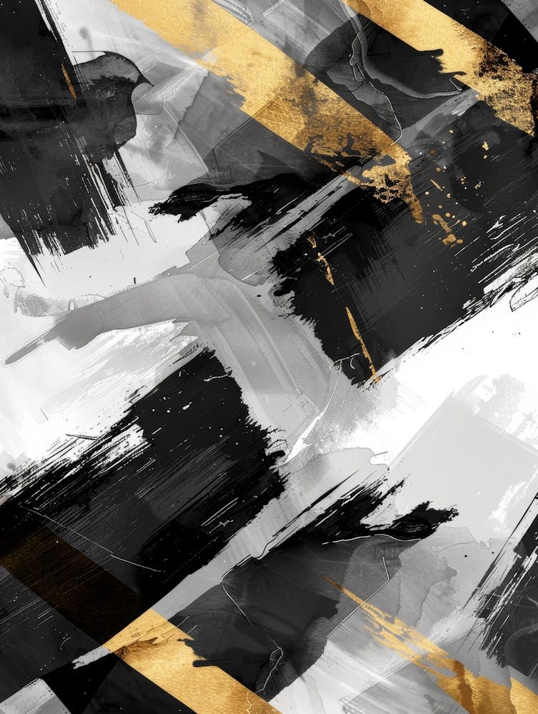 Abstract Black And Gold Painting 35