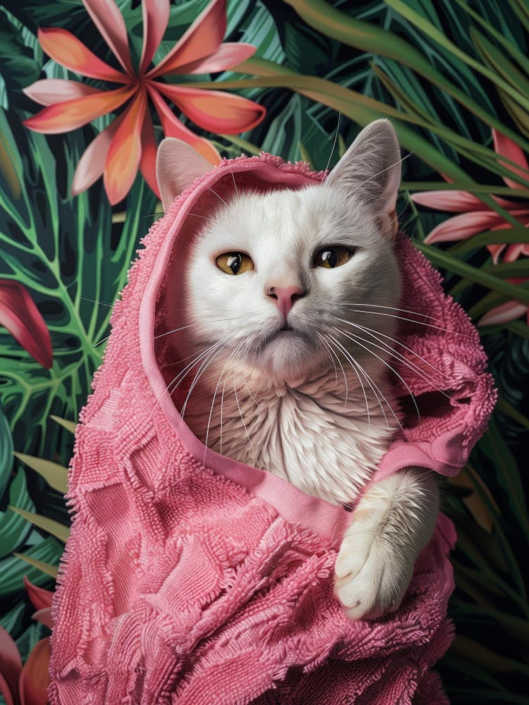 Cat In Pink Towel