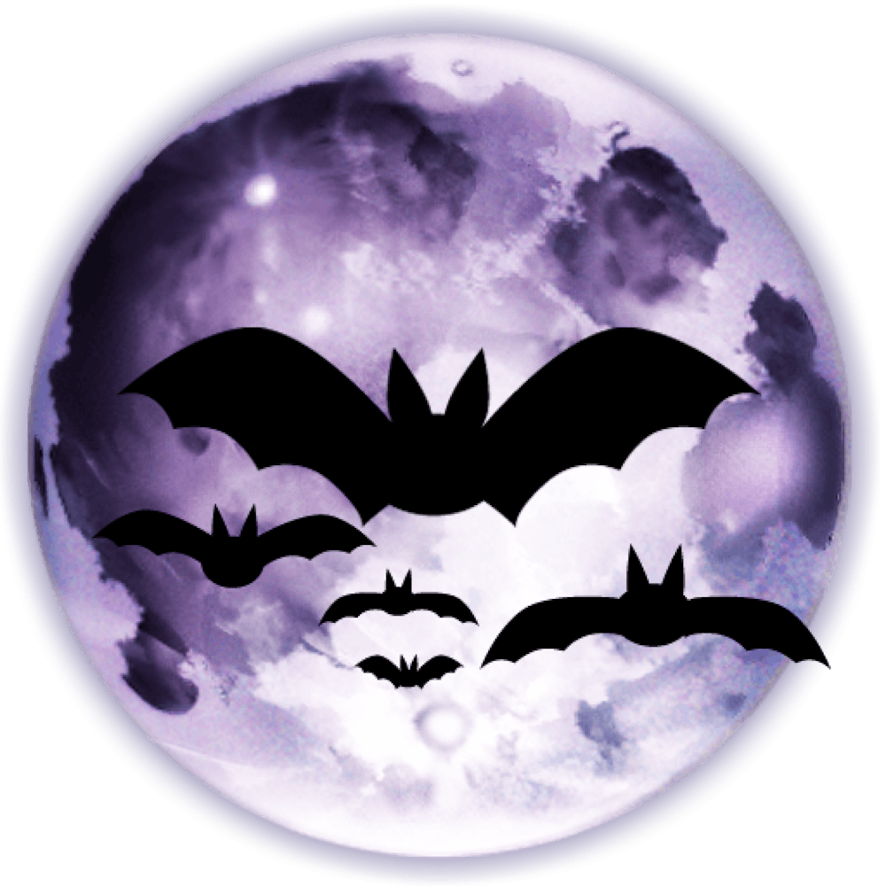 Silhouette von Fledermäusen vor Mond Happy Halloween