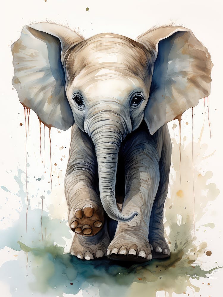 Baby Elephant Watercolor