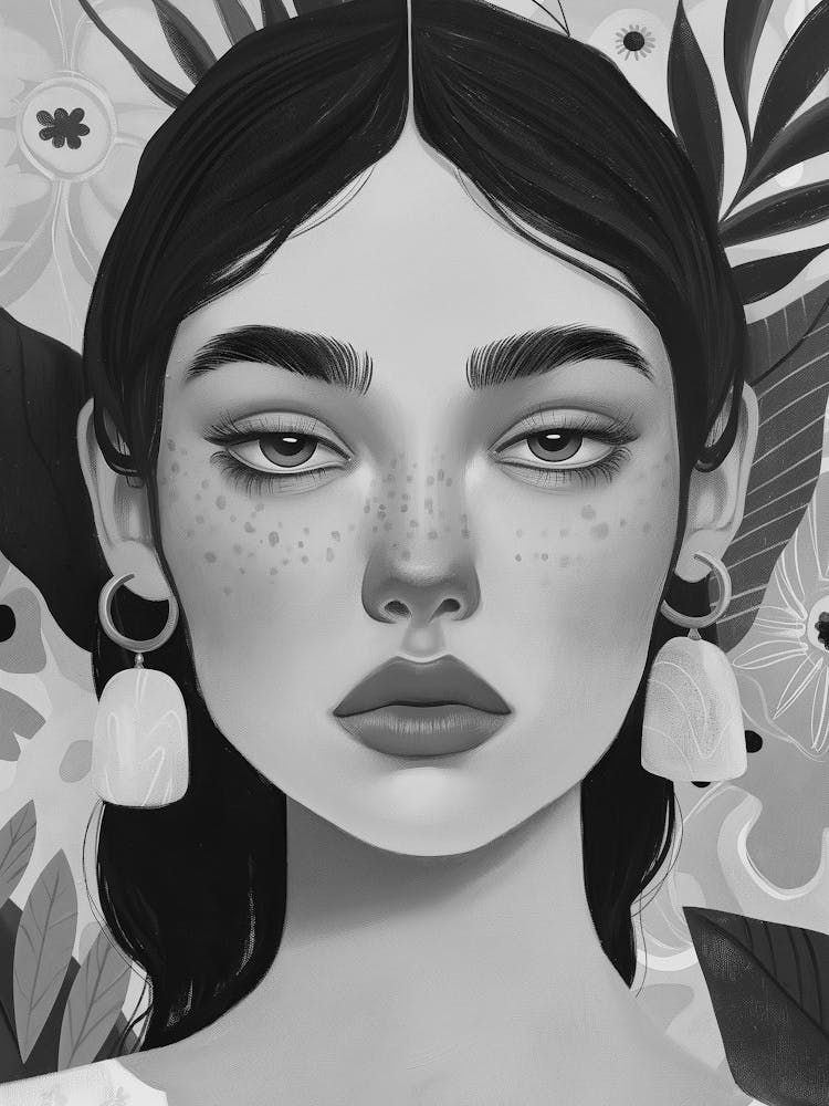 Black And White Portrait Of A Girl 1