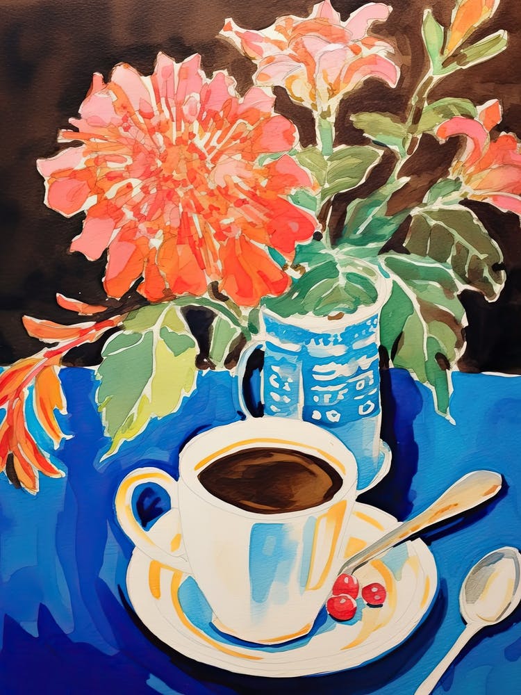 Kaffee und Blumen