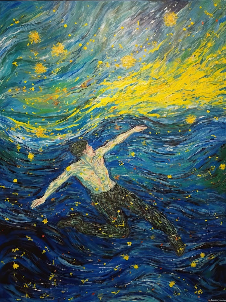 Swimming In The Style Of Van Gogh 2